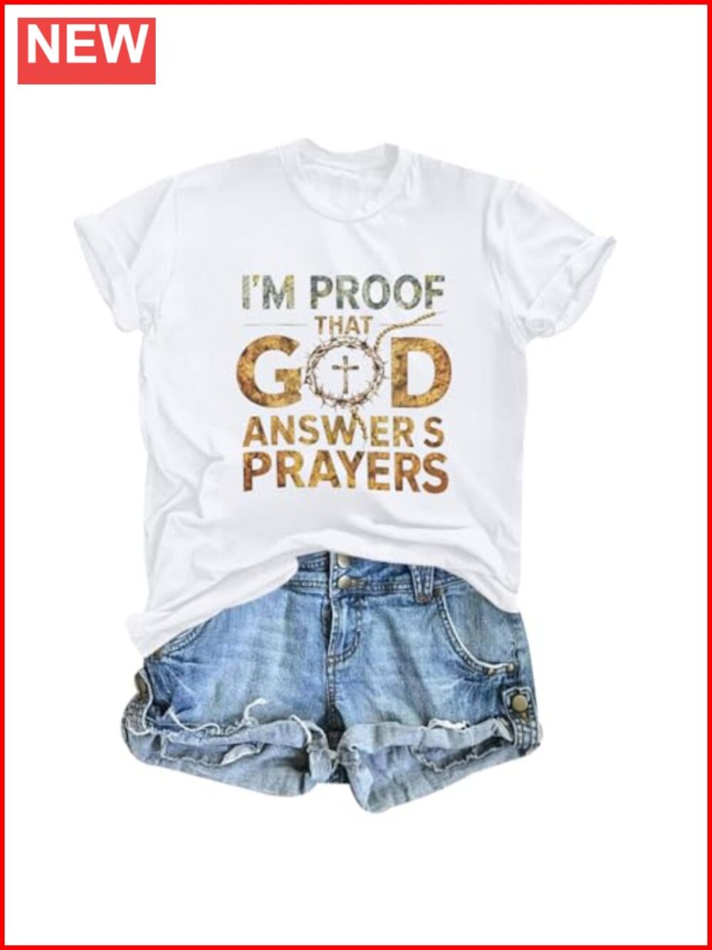 Christian Cotton T-Shirt Crew Neck Short Sleeve Religious Graphic Tee
